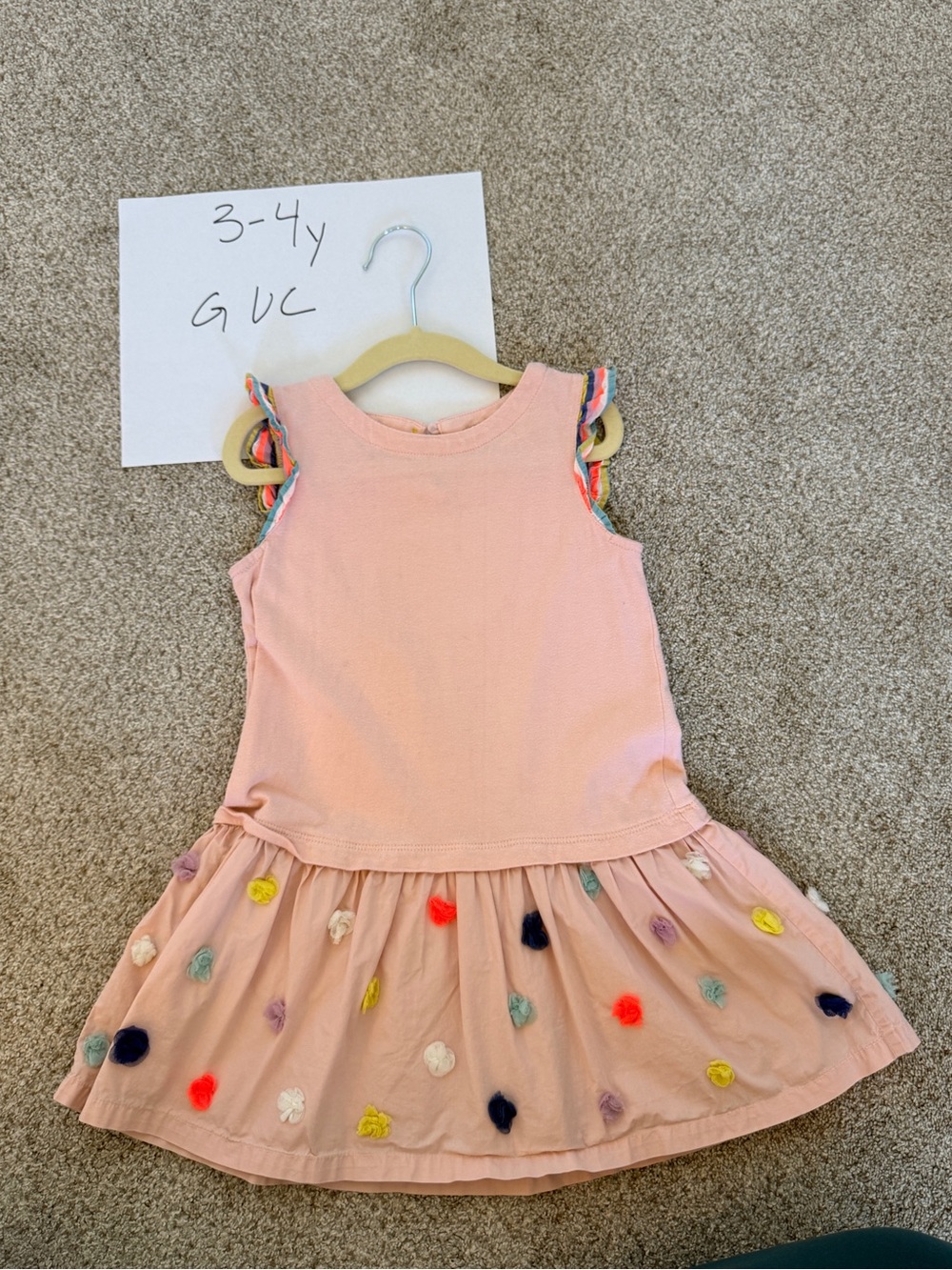 Mini Boden Pink Pom-Pom Sleeveless Dress